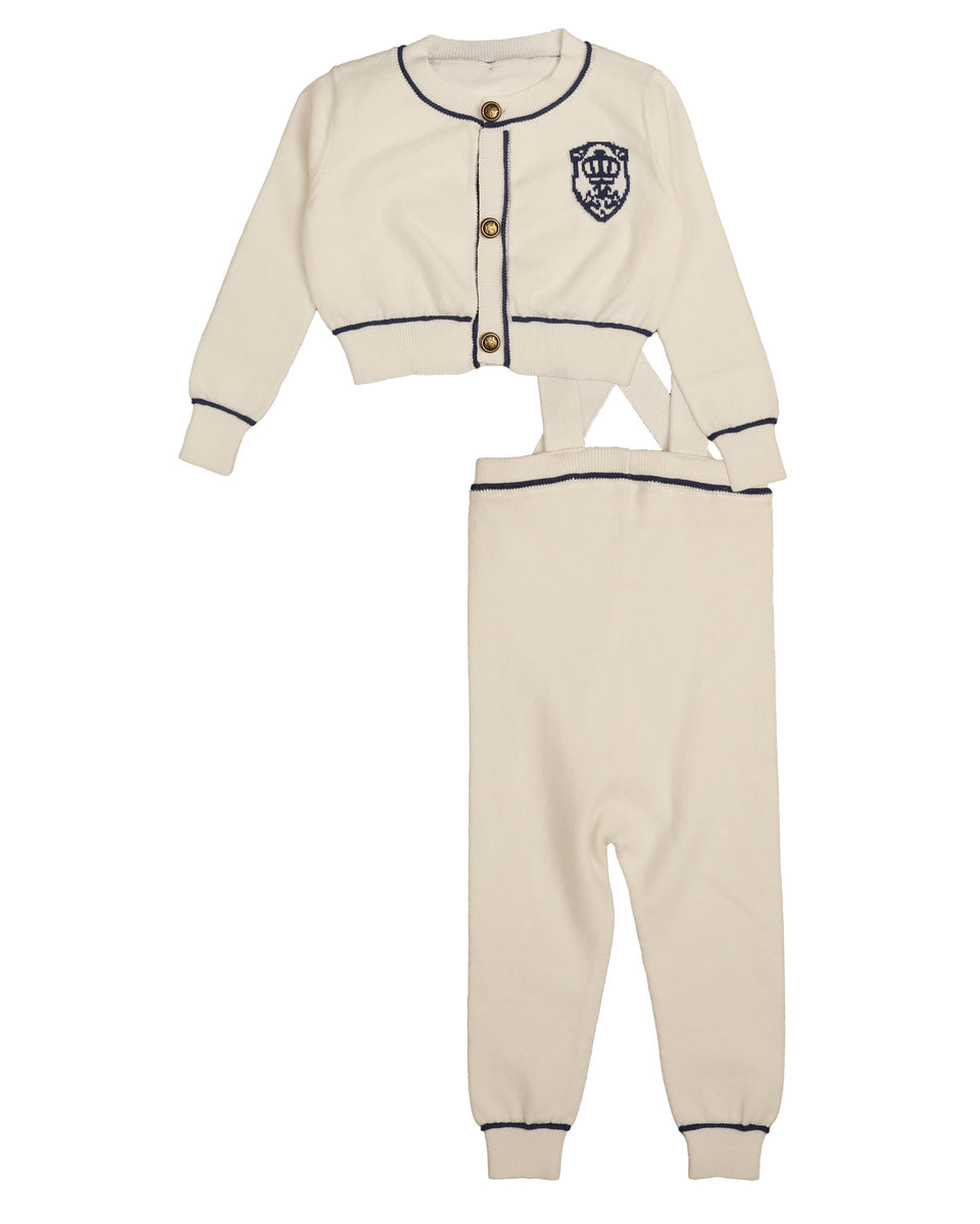 Belati White Cardigan W/ Emblem Baby Set