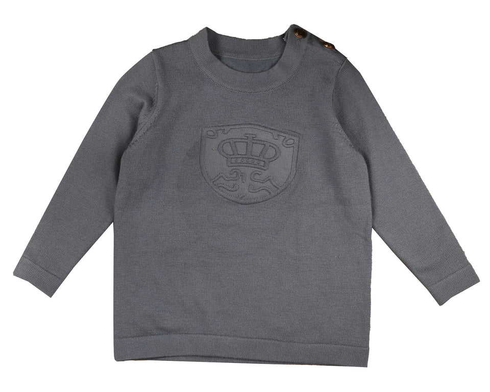 Belati Dusty Blue Embossed Logo Knit
