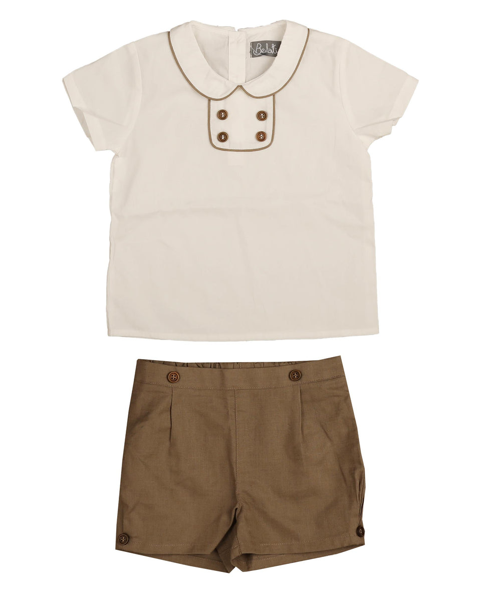 Belati Green Contrast Stitch Short Set
