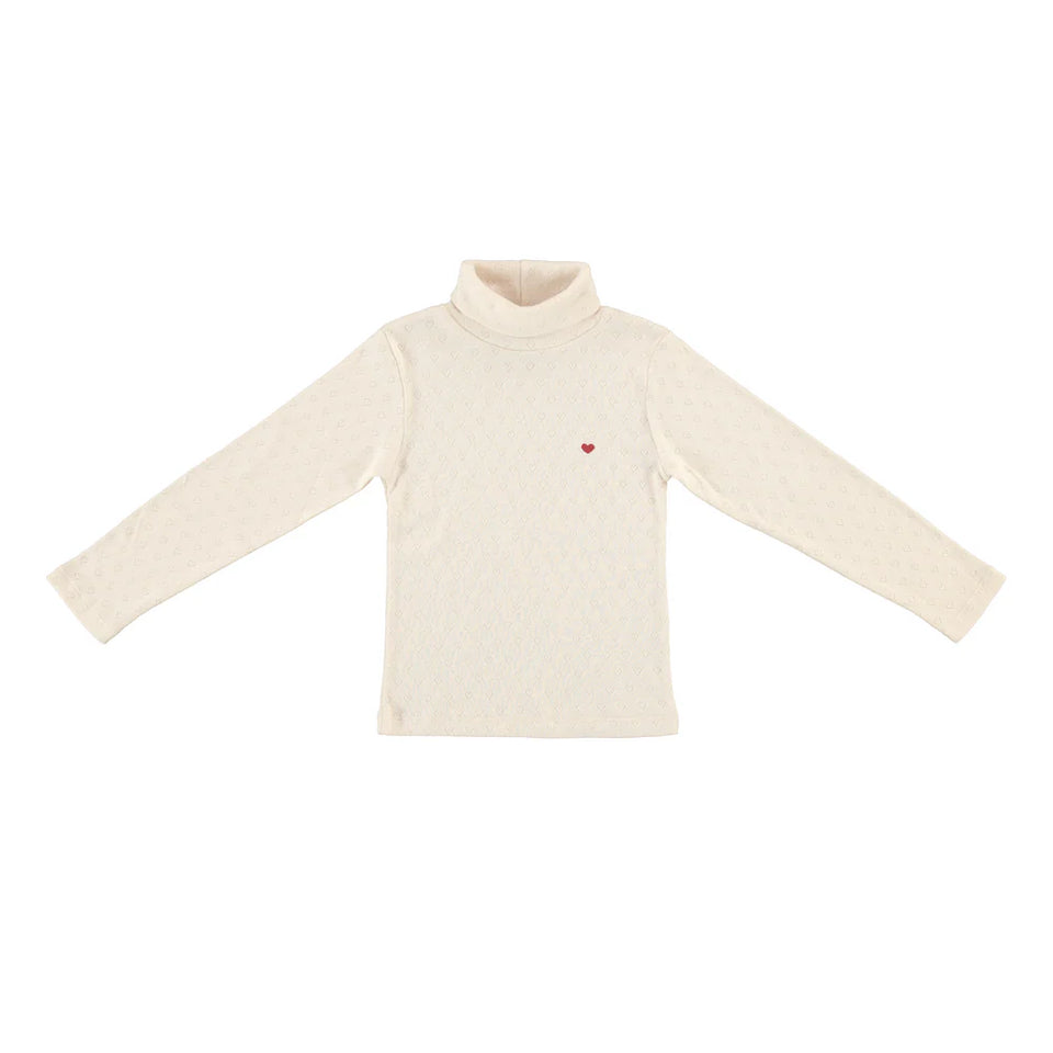 Bebe Organic Cream Heart Turtleneck