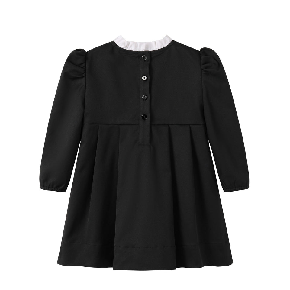 Nou Nelle Black Taffeta Double Breasted Dress