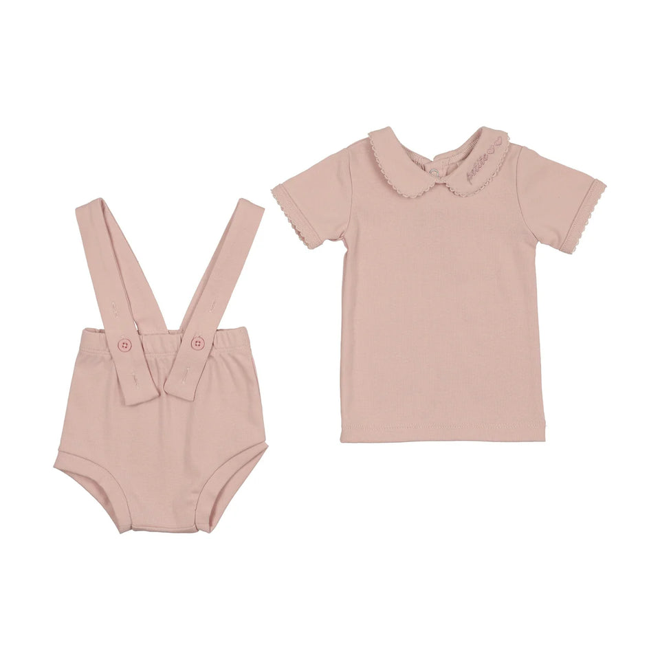 Bonjoy Pink Petite Collar Top w/ Overall