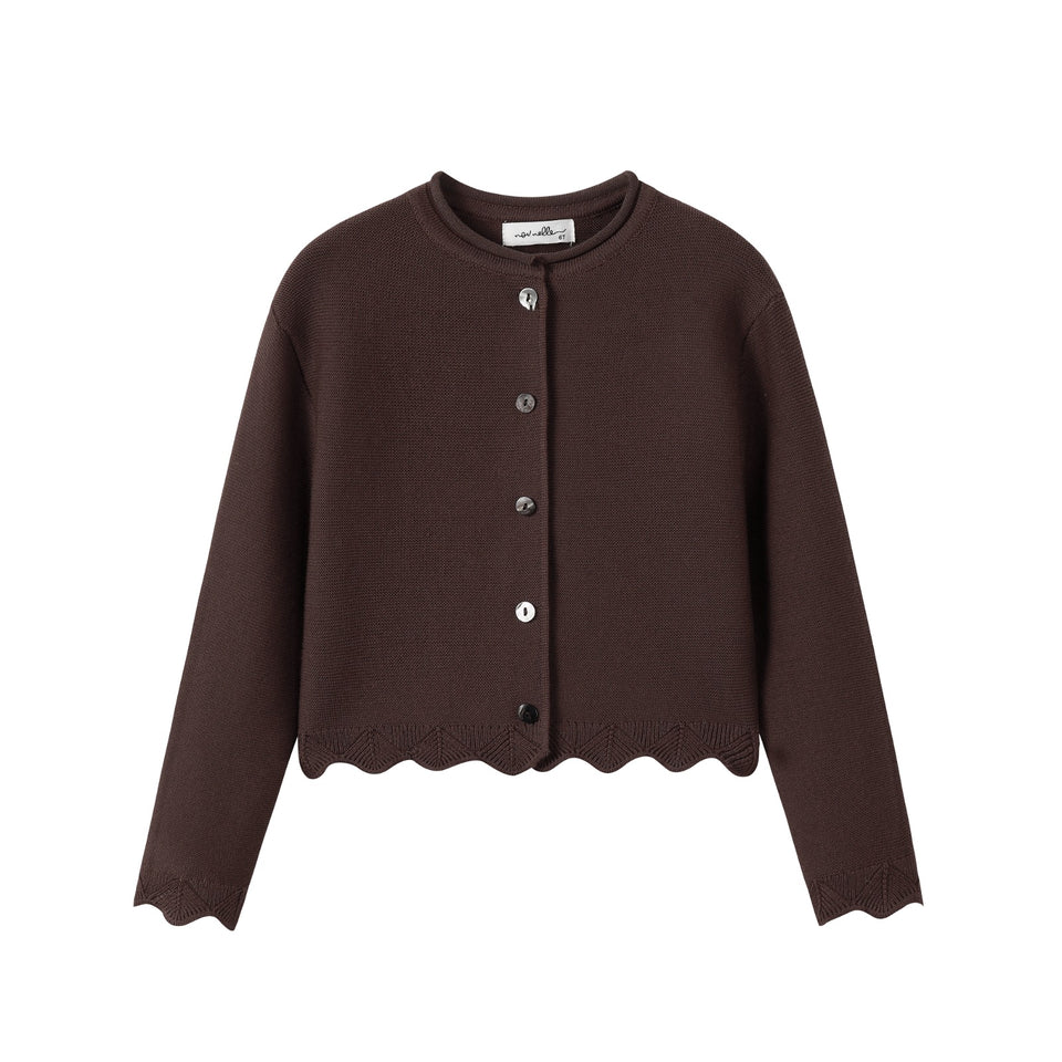 Nou Nelle Brown Scallop Cardigan