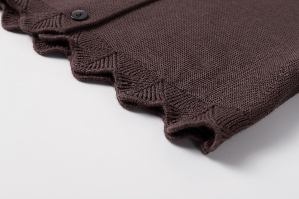 Nou Nelle Brown Scallop Cardigan