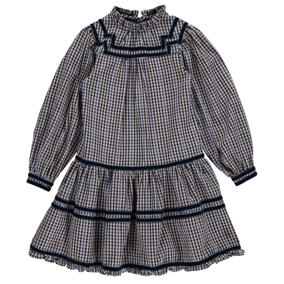 Jaybee Drop Waist Ruffle Plaid Dress