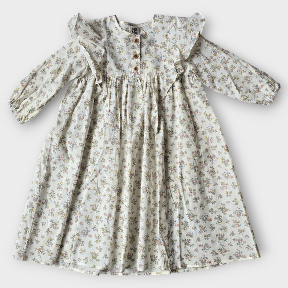 Noma Pink Floral Dress with Shoulder Frill