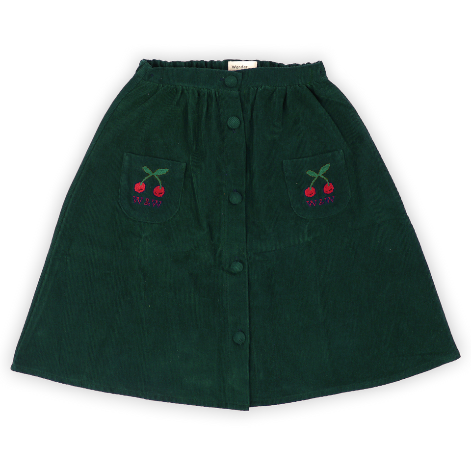 Wander and Wonder Deep Olive Button Skirt