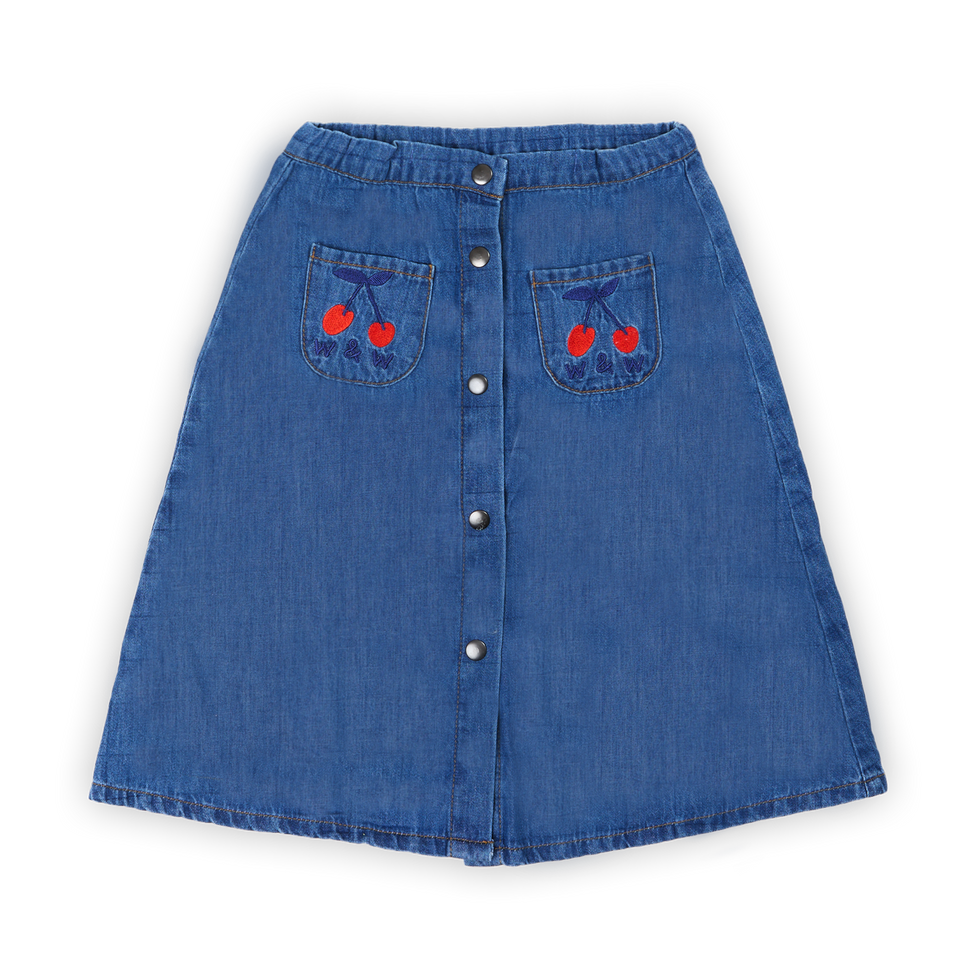 Wander and Wonder Washed Denim Button Skirt