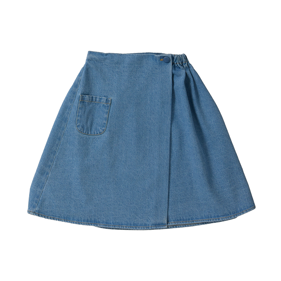 Wander & Wonder Washed Denim Full Wrap Skirt
