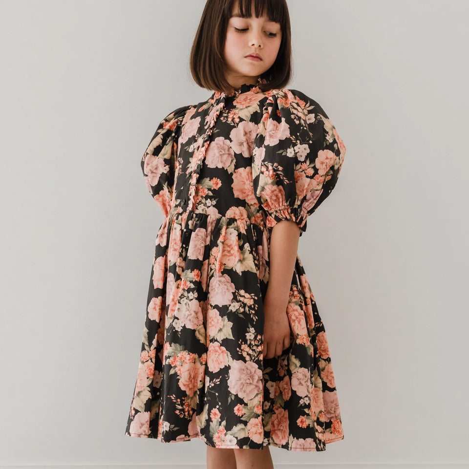 Petite Amalie Vintage Bloom Print Poplin Babydoll Dress