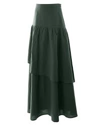 Hev Green High Waisted Layered Skirt