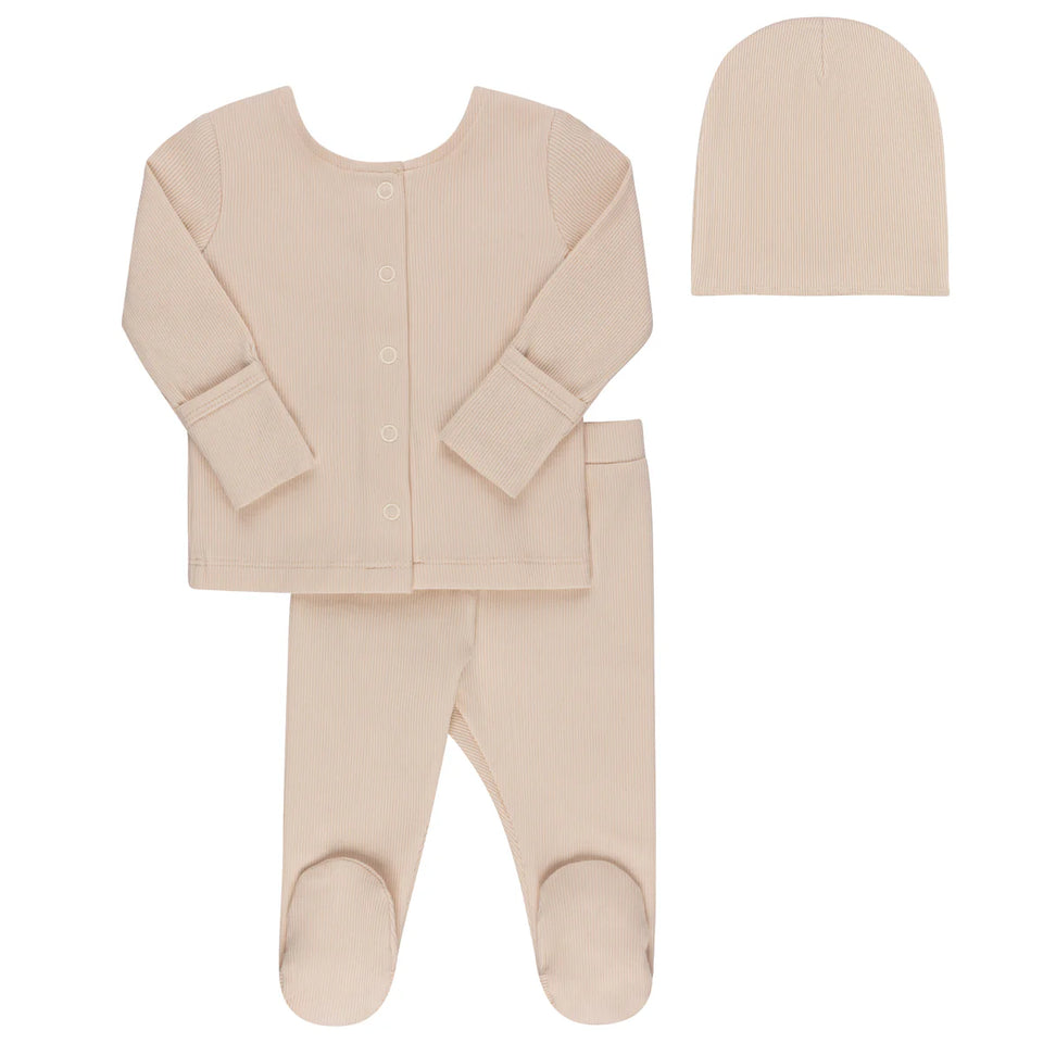 Ely’s & Co. Ivory Ribbed Cardigan Baby Set