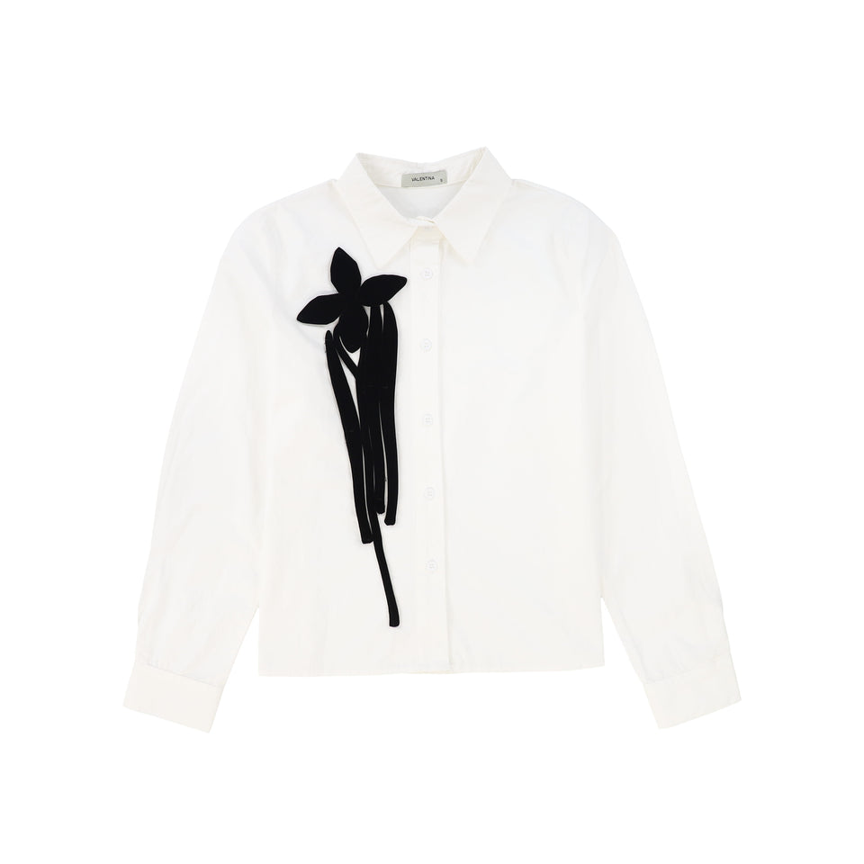 Valentina White/Black Flower Detailed Blouse