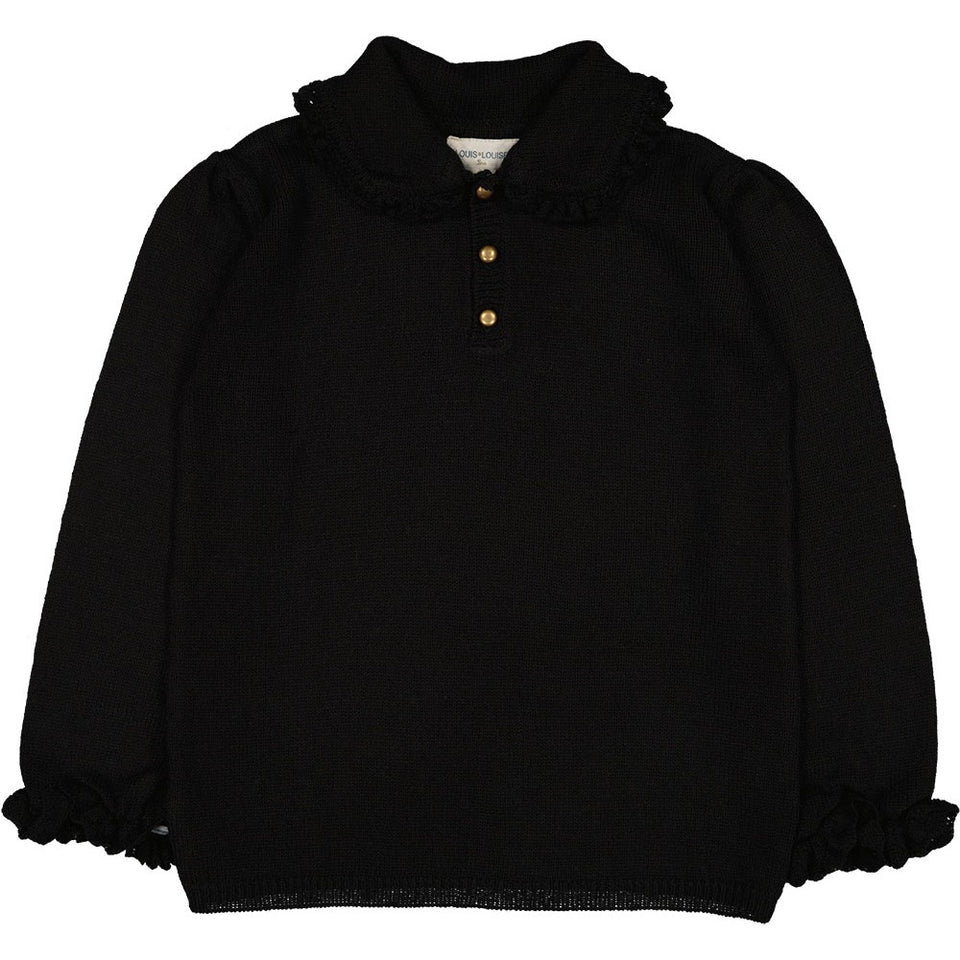 Louis Louise Black Sweater with Gold Buttons