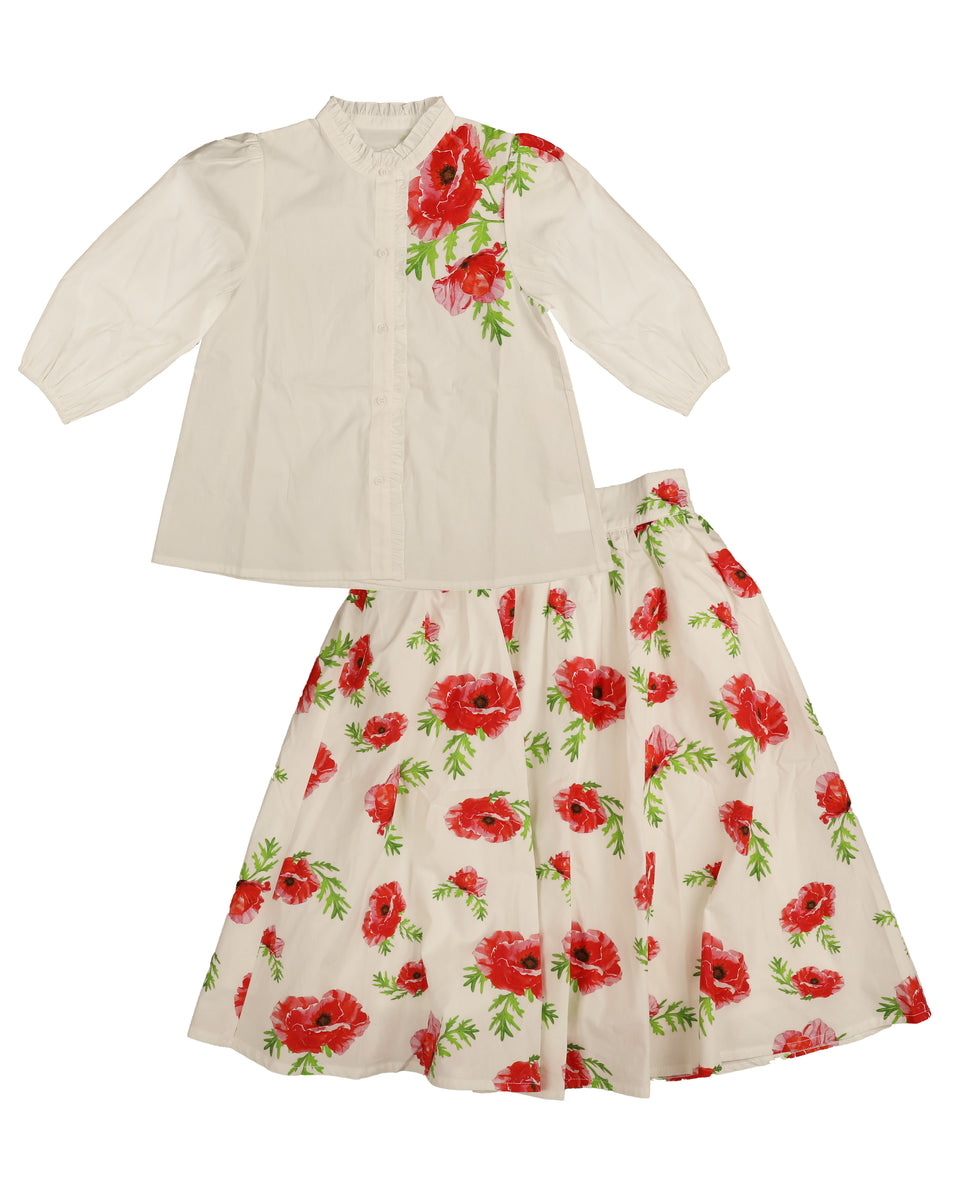 Belati Coral Flower Print Skirt Set