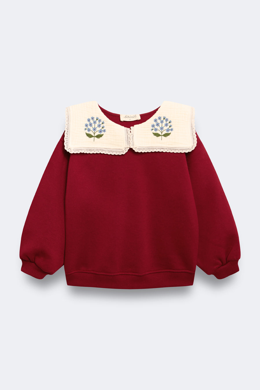 Birinit Cherry Embroidered Collar Sweater