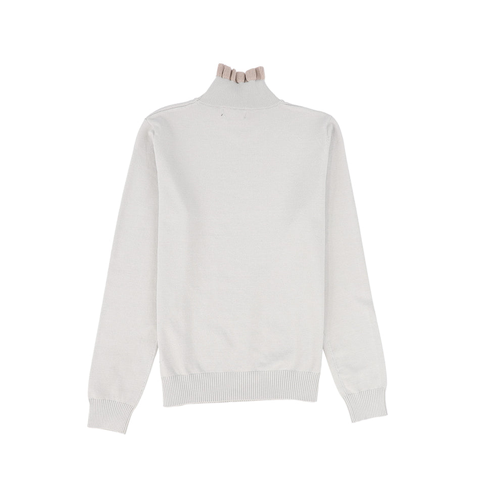 Bamboo Light Grey Ruffle Neck Sweater