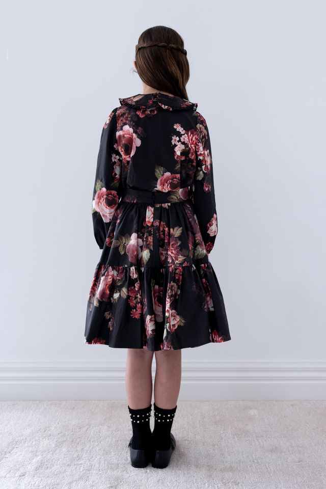 Petite Amalie Black Floral Poplin Blouse