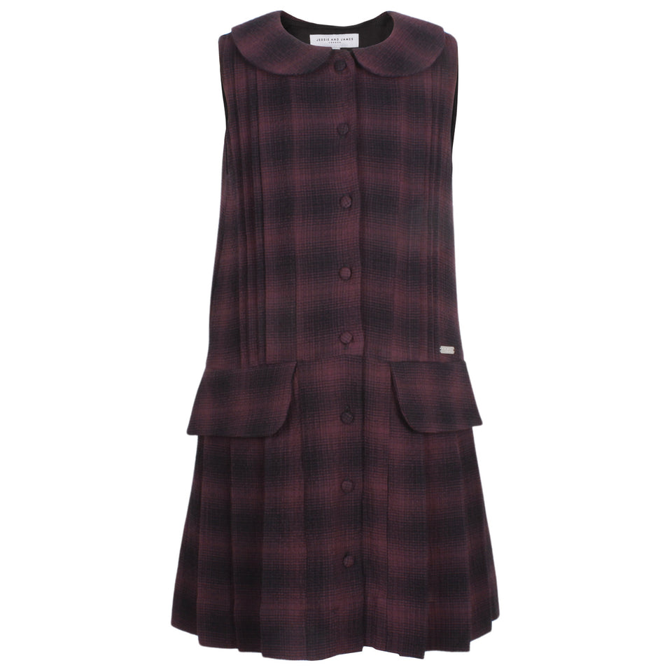 Jessie & James Burgundy Check Dolly Pinafore Dress-Ran Big
