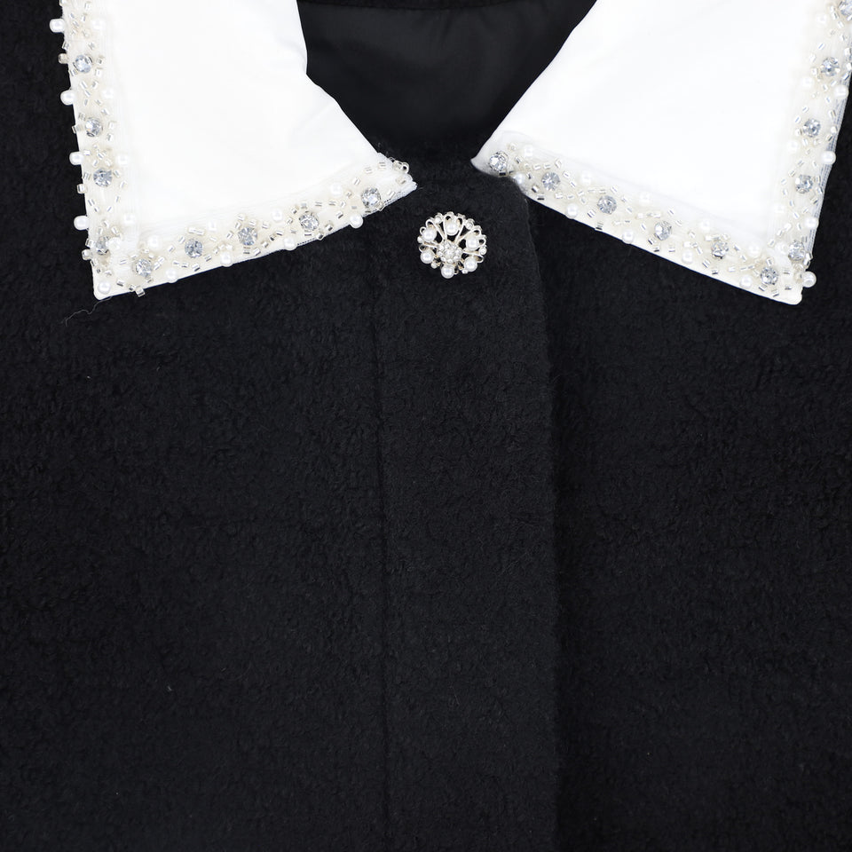 Valentina Black Tweed Collar Vest Dress