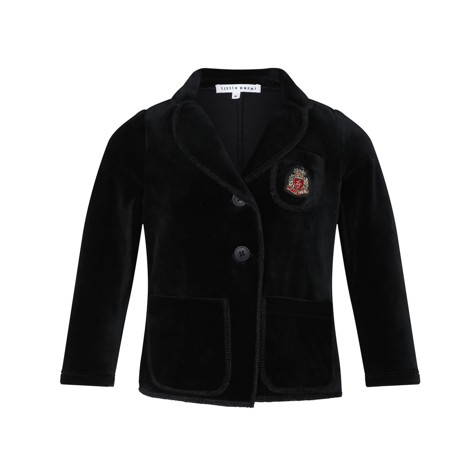 Little Parni Black Velour Blazer