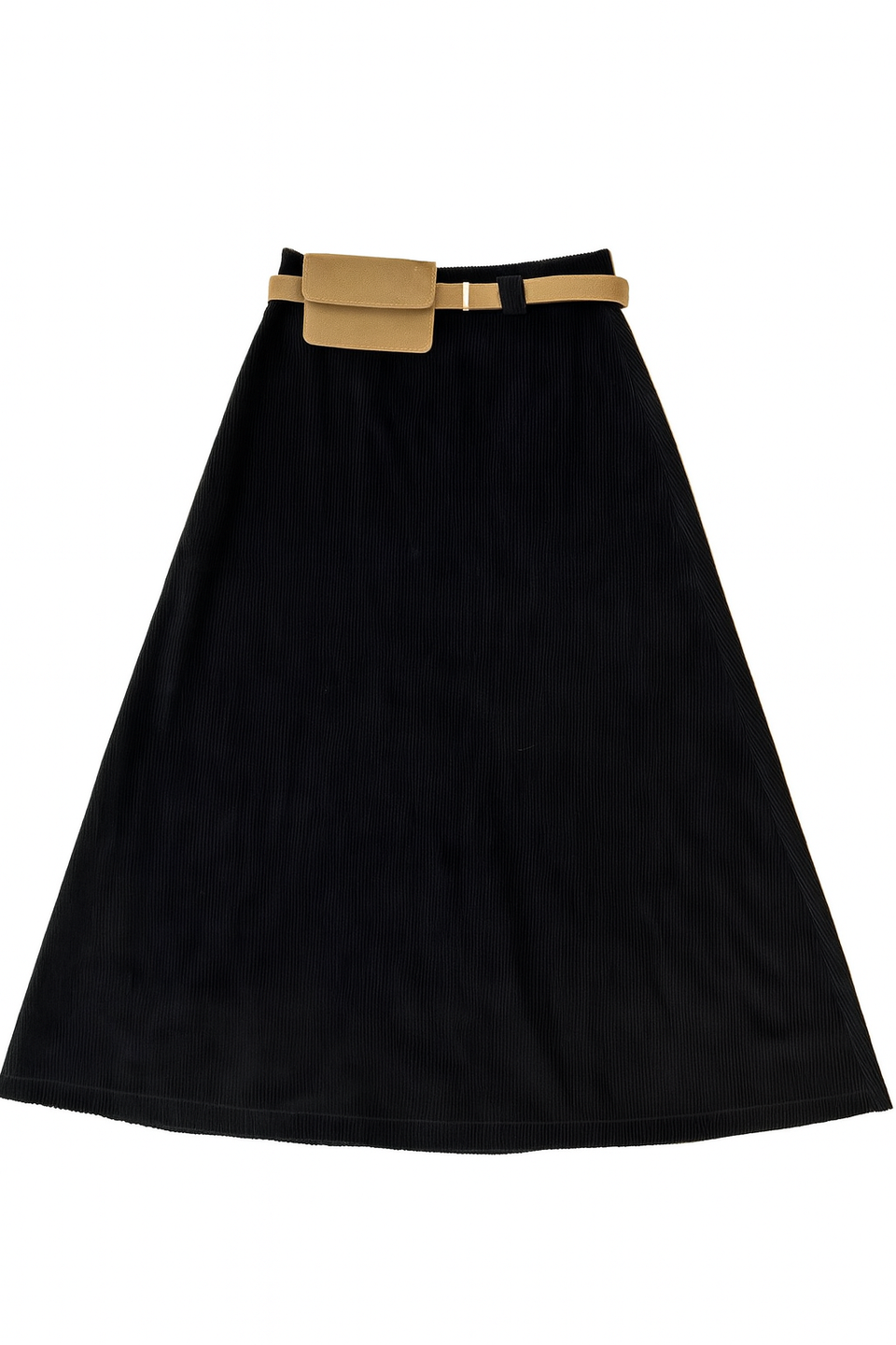 Marli Riches Black/Brown Corduroy Pocket Belt Skirt