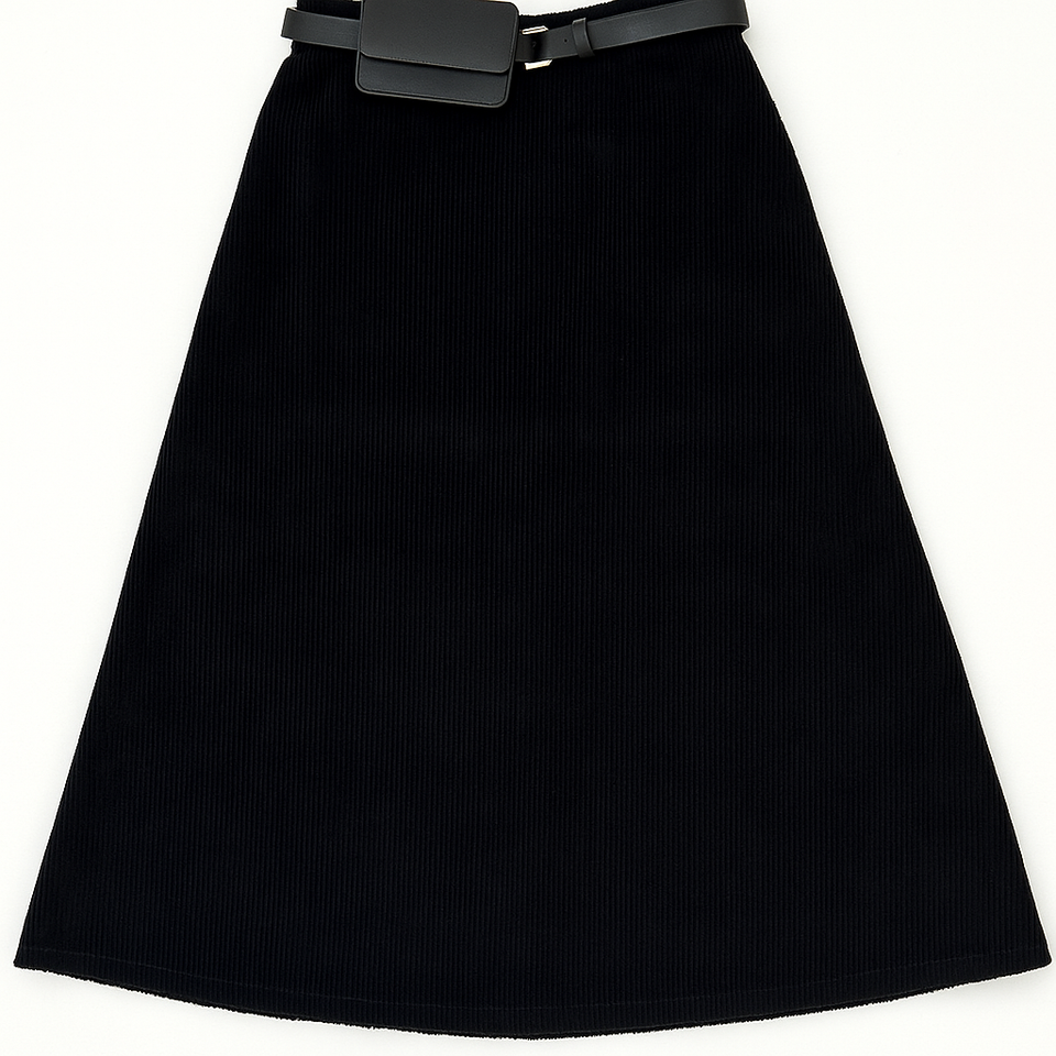Marli Riches Black Corduroy Pocket Belt Skirt