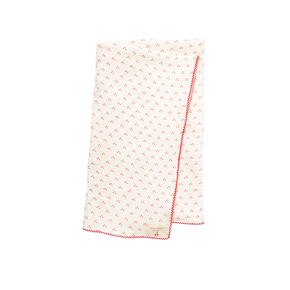 Wild Wawa Cherry Crochet Trim Swaddle with Ballerina Shoe Set