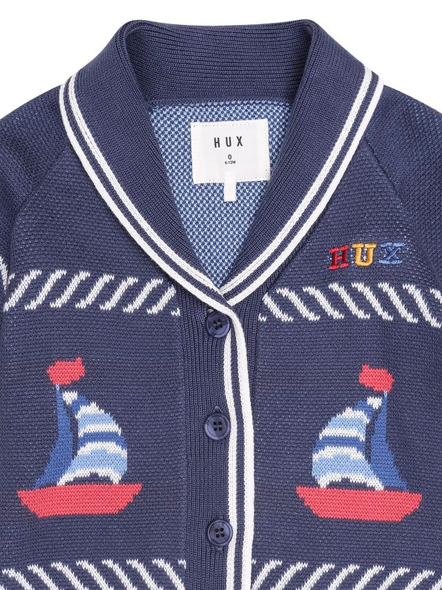 Hux Ink Nautical Shawl Collar Cardigan
