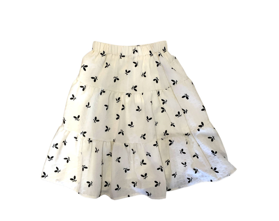 Oh Girl White w/ Black Printed Skirt