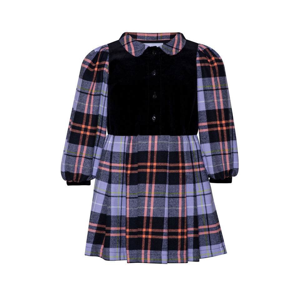 Paade Mode Plaid and Velvet Dress