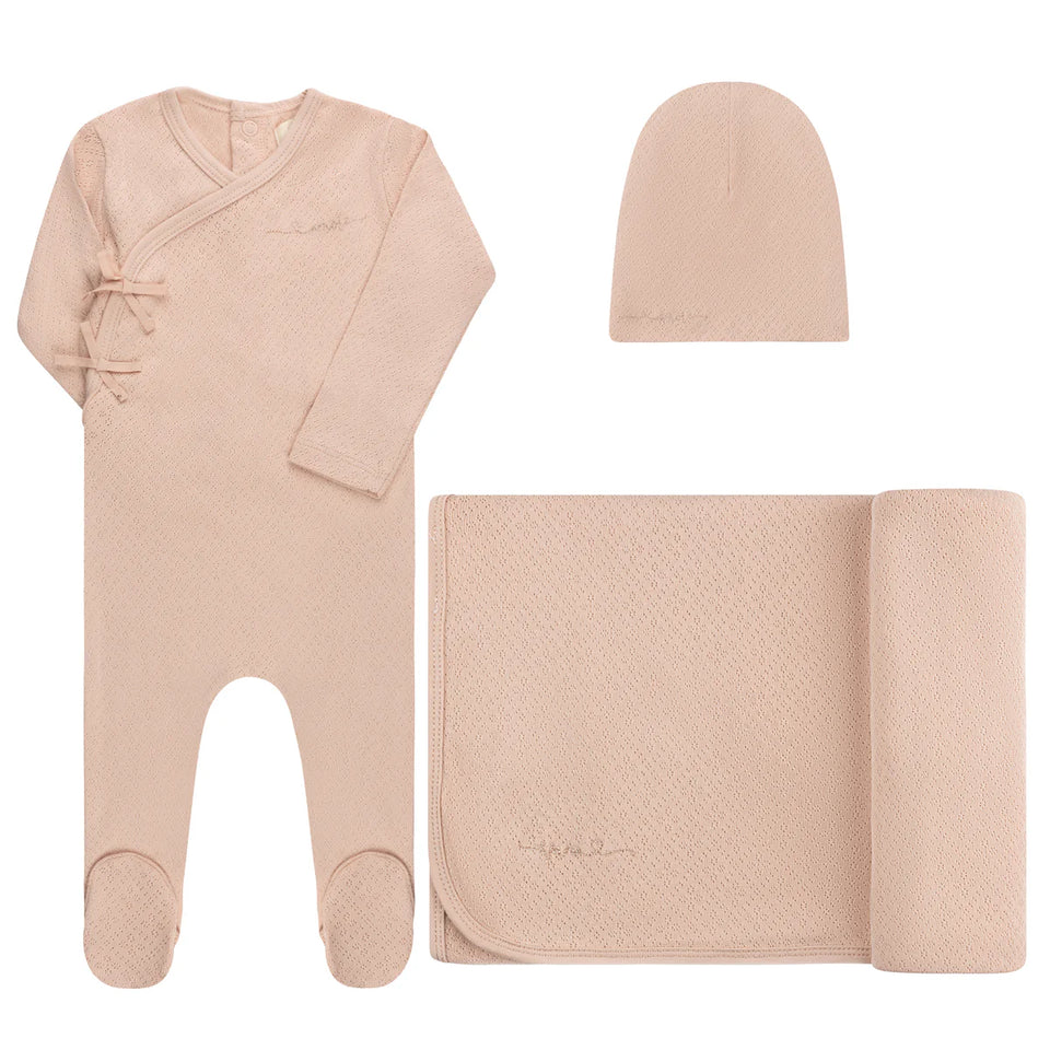 Ely’s & Co. Pink/ Rose Gold Amore Pointelle 3pc Set