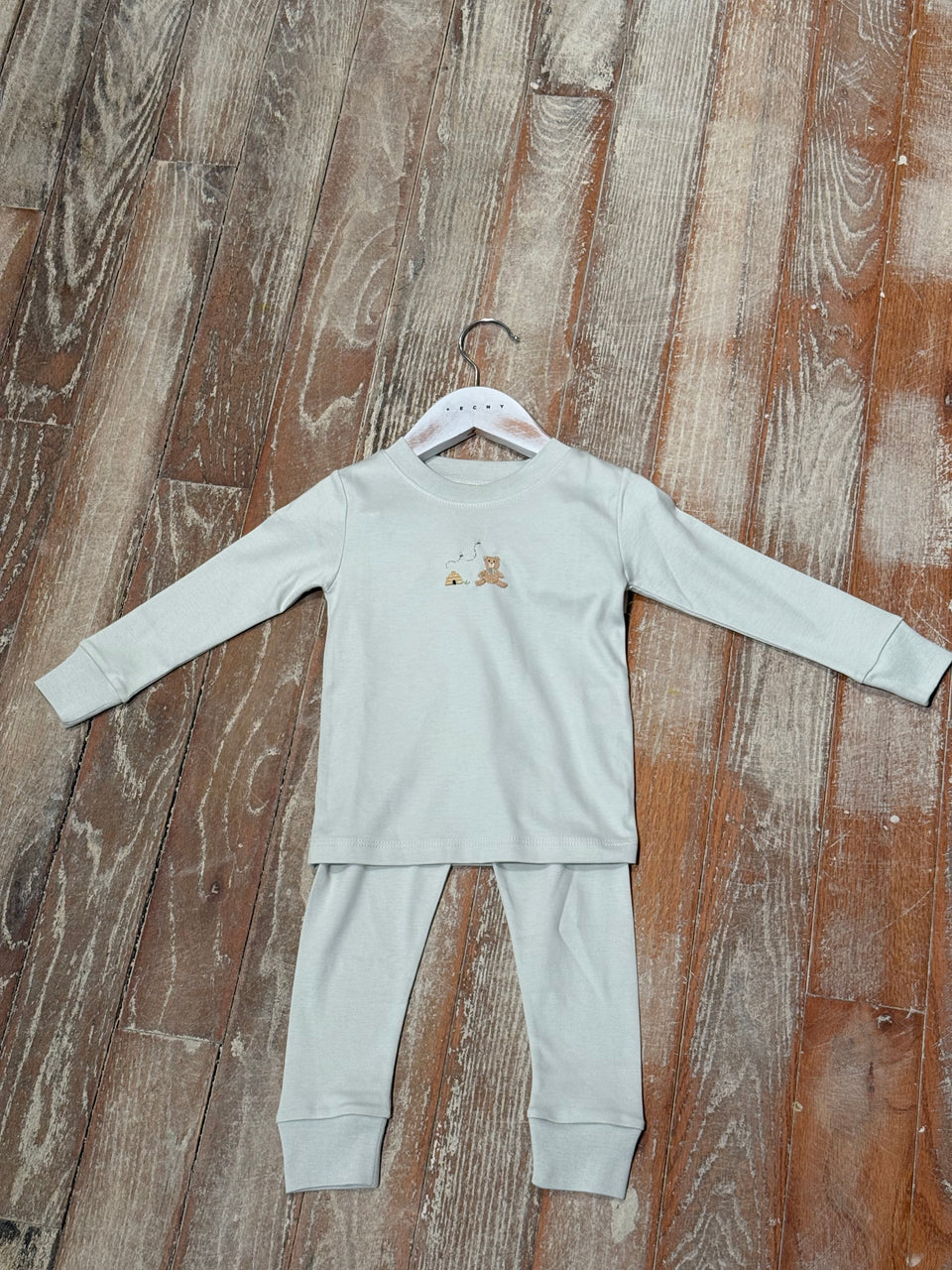 Wild Wawa Blue Honey Bear Embroidered 2pc Set