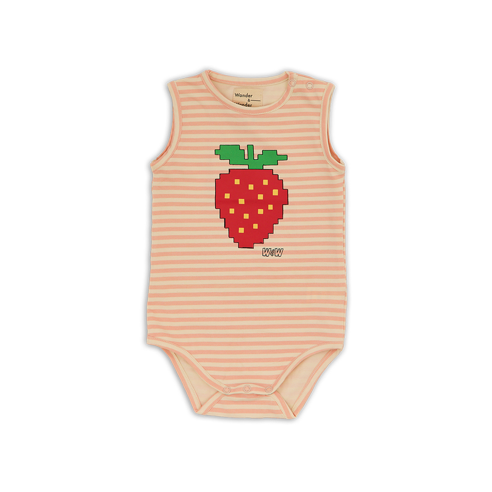 Wander and Wonder Strawberry Stripe Summer Onesie