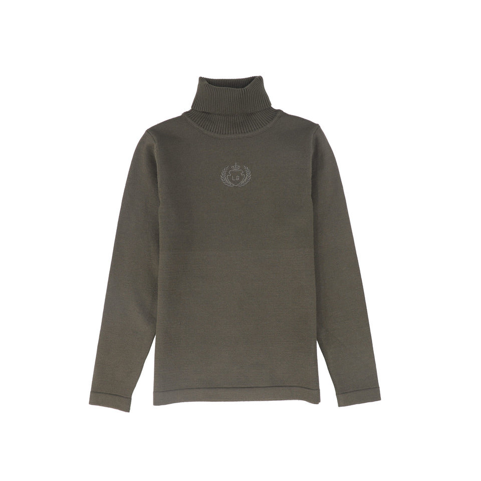 Le Bourdon Olive Fitted Knit Turtleneck