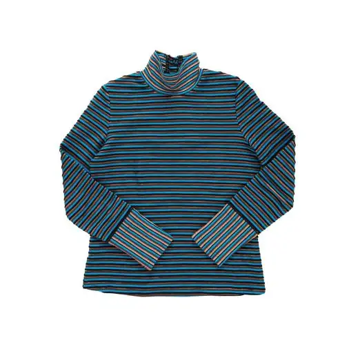 Hey Girl Blue Striped Turtleneck