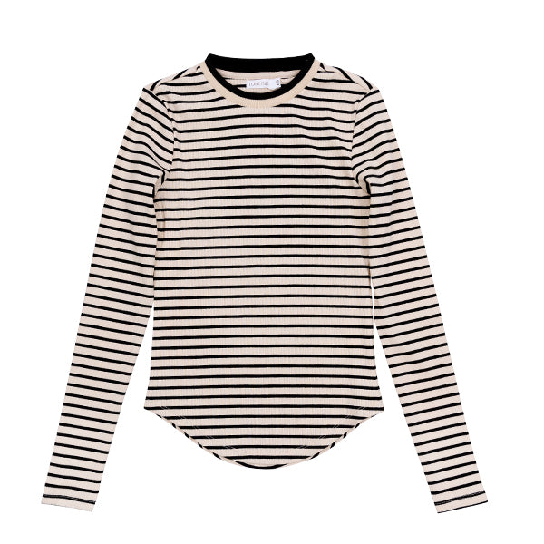 Luna Mae Tan Stripe Zoe Ribbed Tee