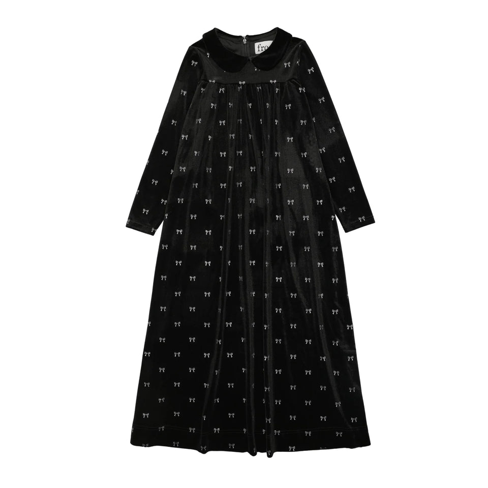 Froo Black Velour Bow Maxi Dress