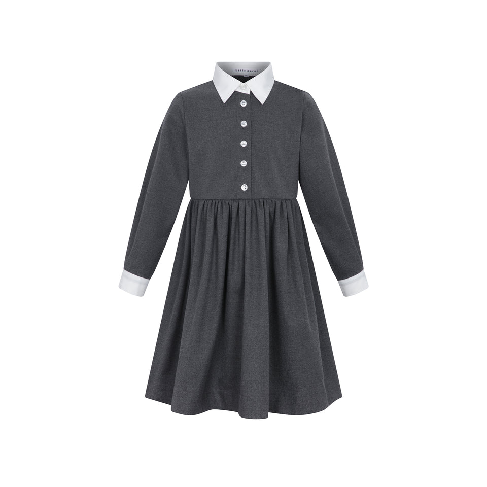 Little Parni Grey/White Collared Dress