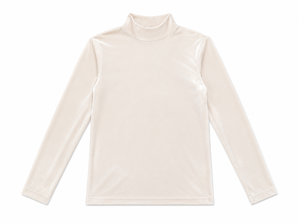 Gold Threads Cream Velour Mockneck