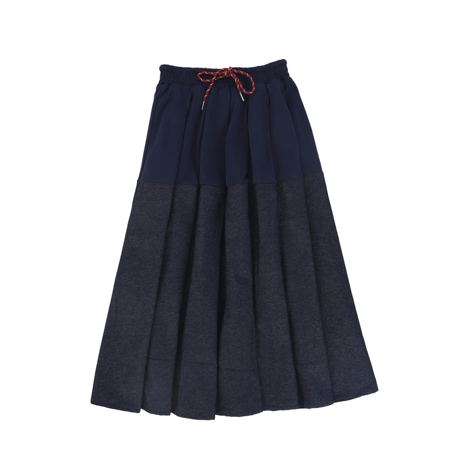 Valentina Navy Pleated Sweatshirt Skirt