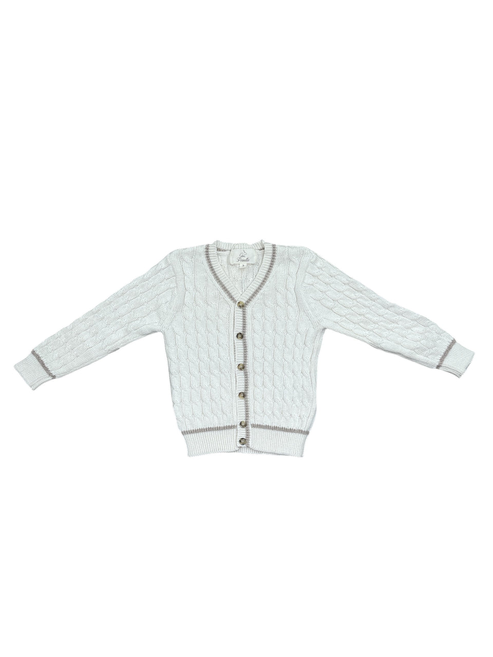 Pernille Ivory/Beige Trim Cardigan
