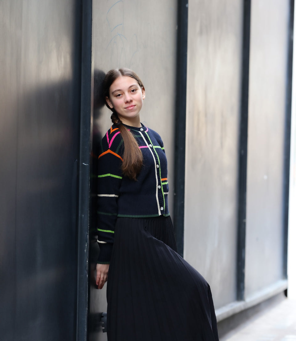 Pose Navy/Multi Ruby Cardigan