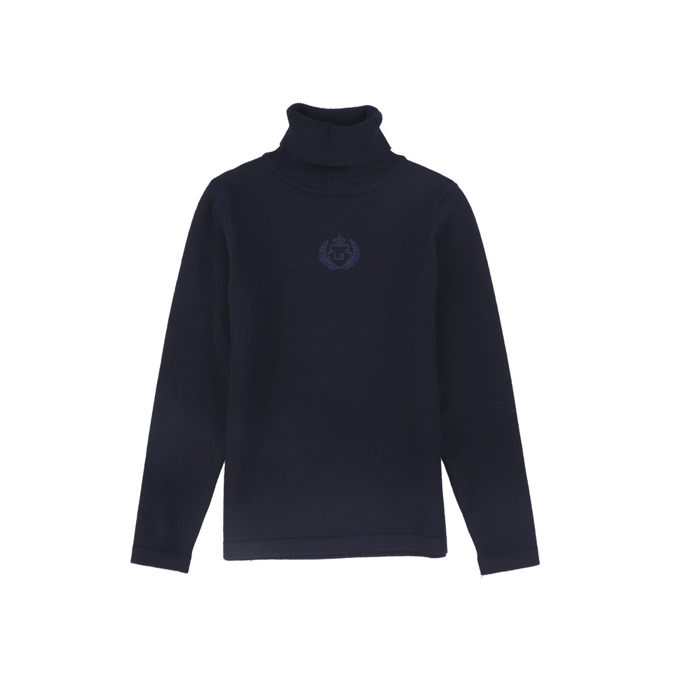Le Bourdon Navy Fitted Knit Turtleneck