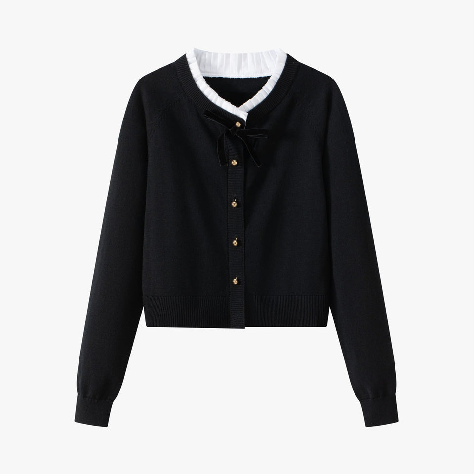 Coco Blanc Black w/ Ribbon Cardigan