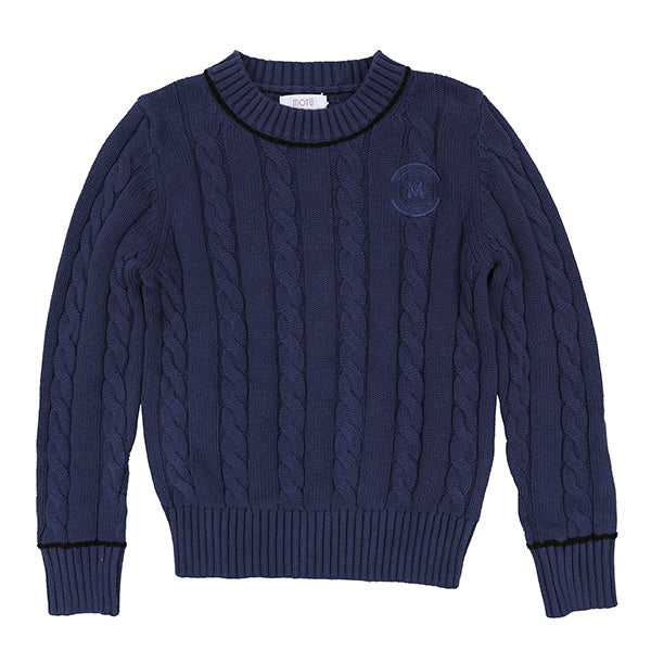 Motu Archer Periwinkle Blue Piped Cable Sweater