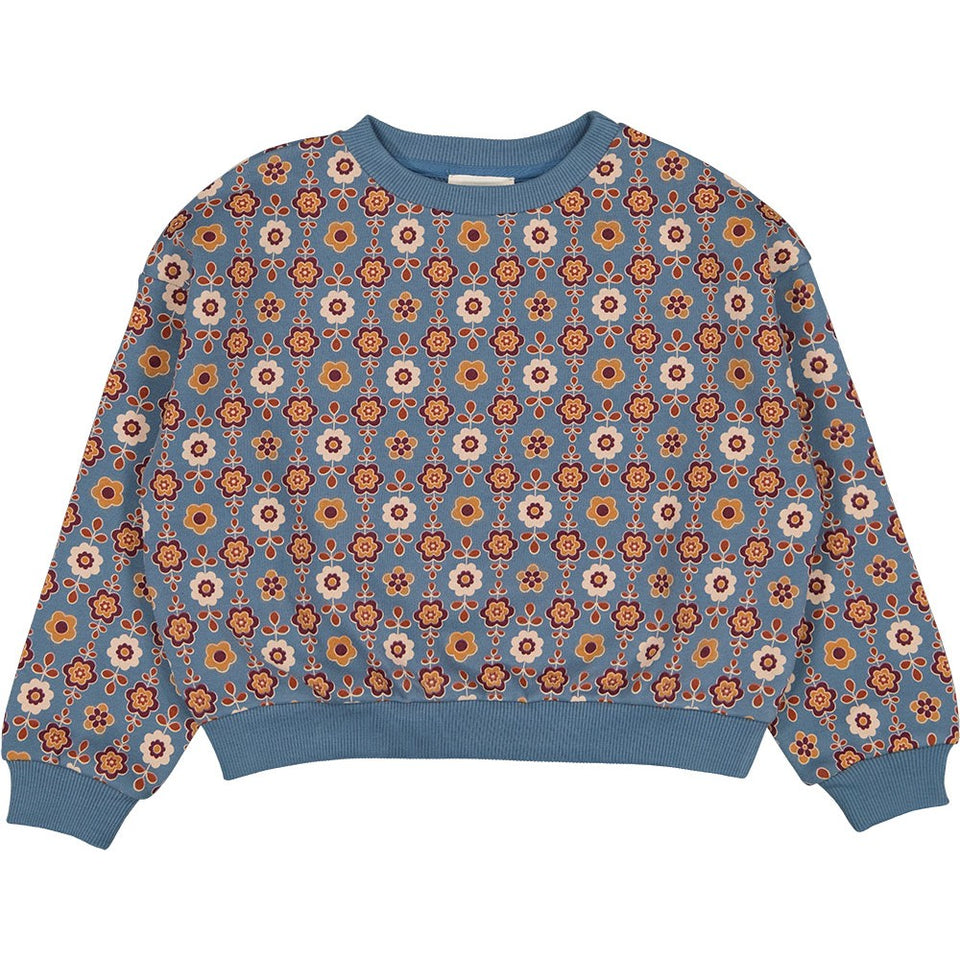 Louis Louise Blue Sweatshirt with Floral Designs