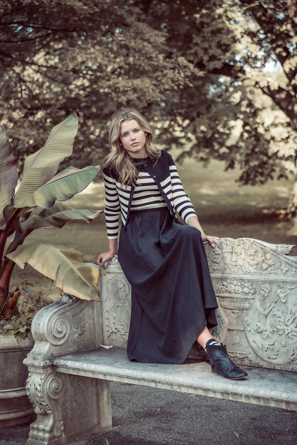 Coco Blanc Black/White Stripe Cardigan Dress Set