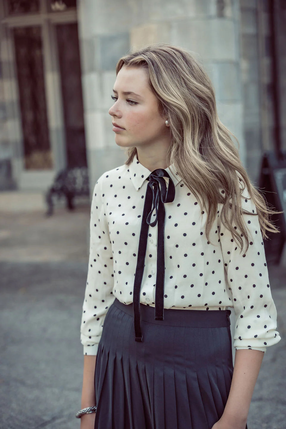 Coco Blanc Cream/Black Polka Dot Blouse
