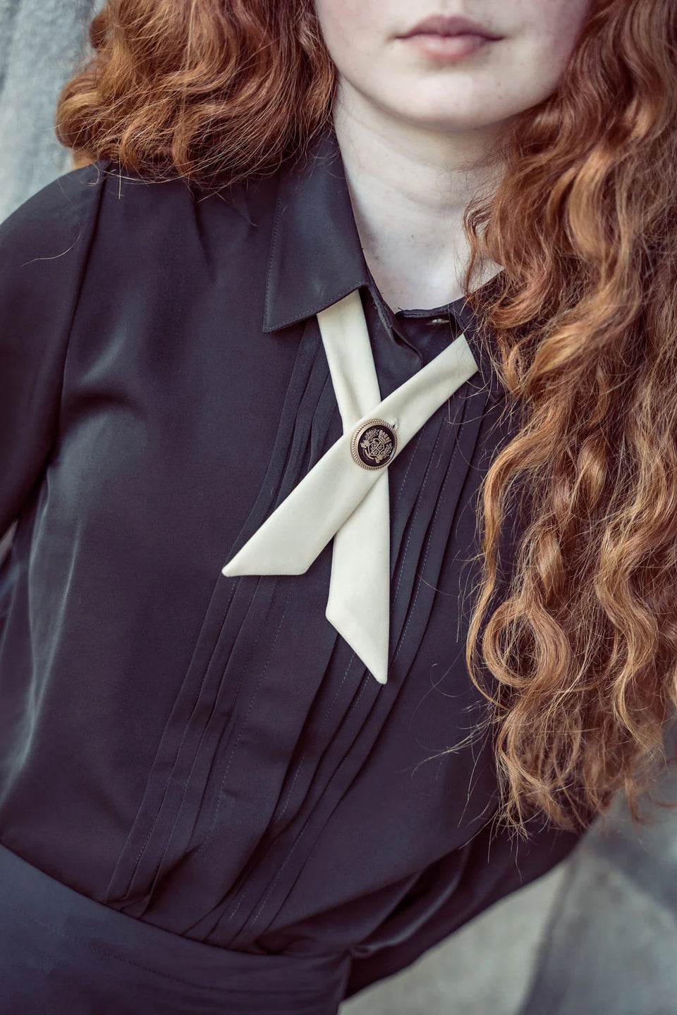 Coco Blanc Black Front Pleated Blouse